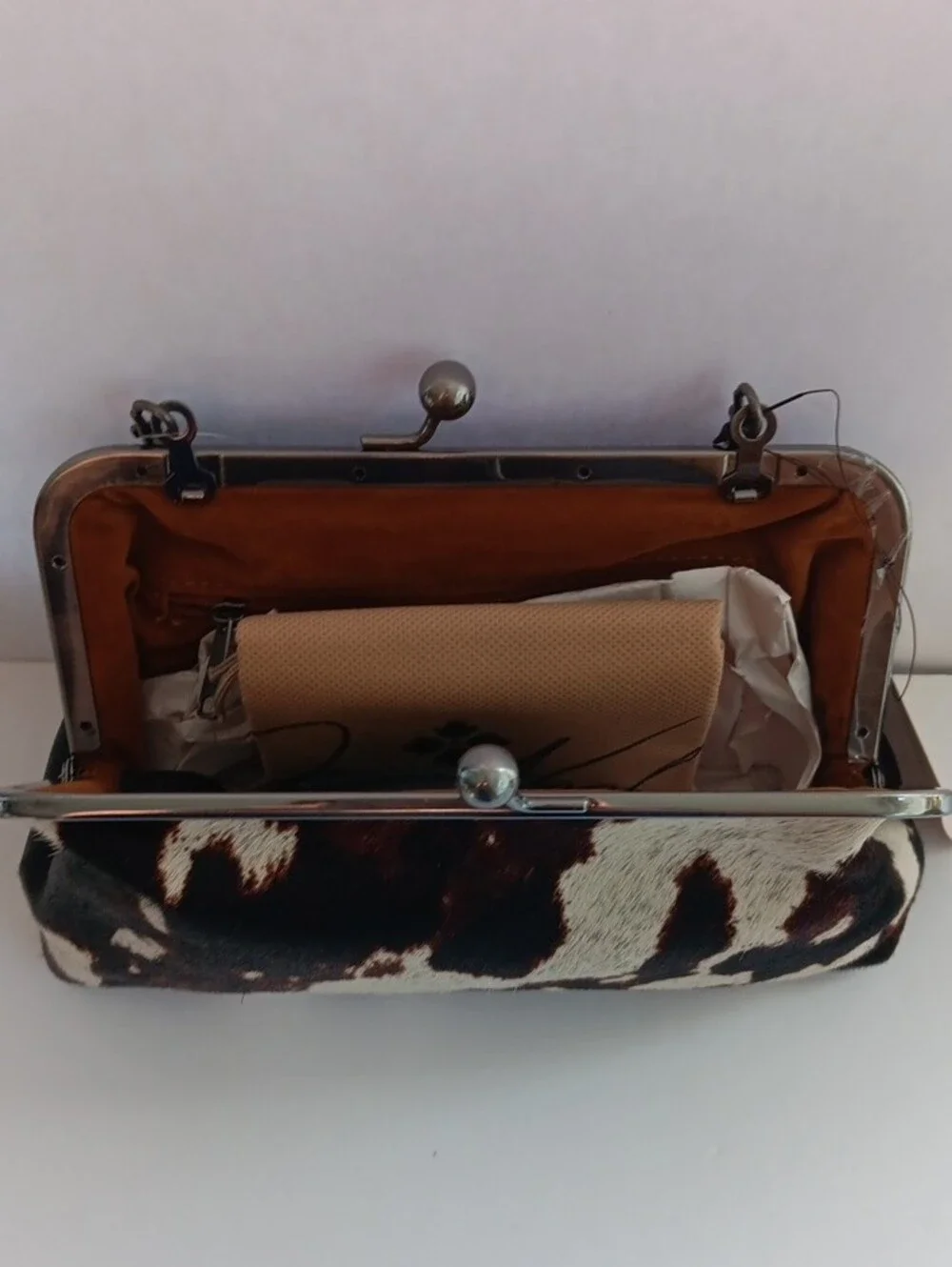 Patrricia Nash Vione Cavalino Cowhide Leather Frame Bag Kisslock Purse NWT